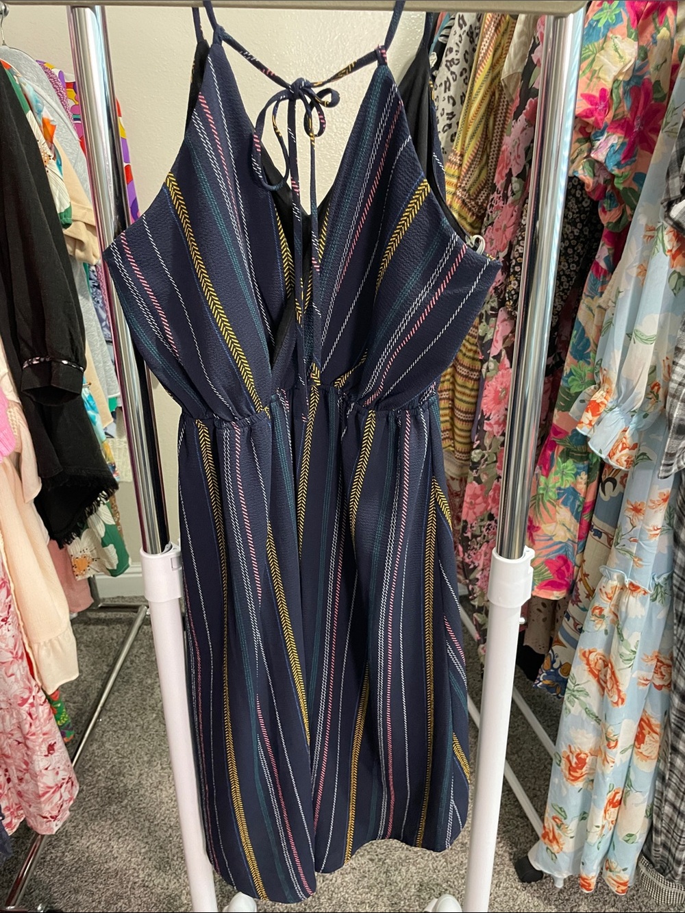 Navy Striped Tie-Front Sundress - Brand: - Picture 3 of 5